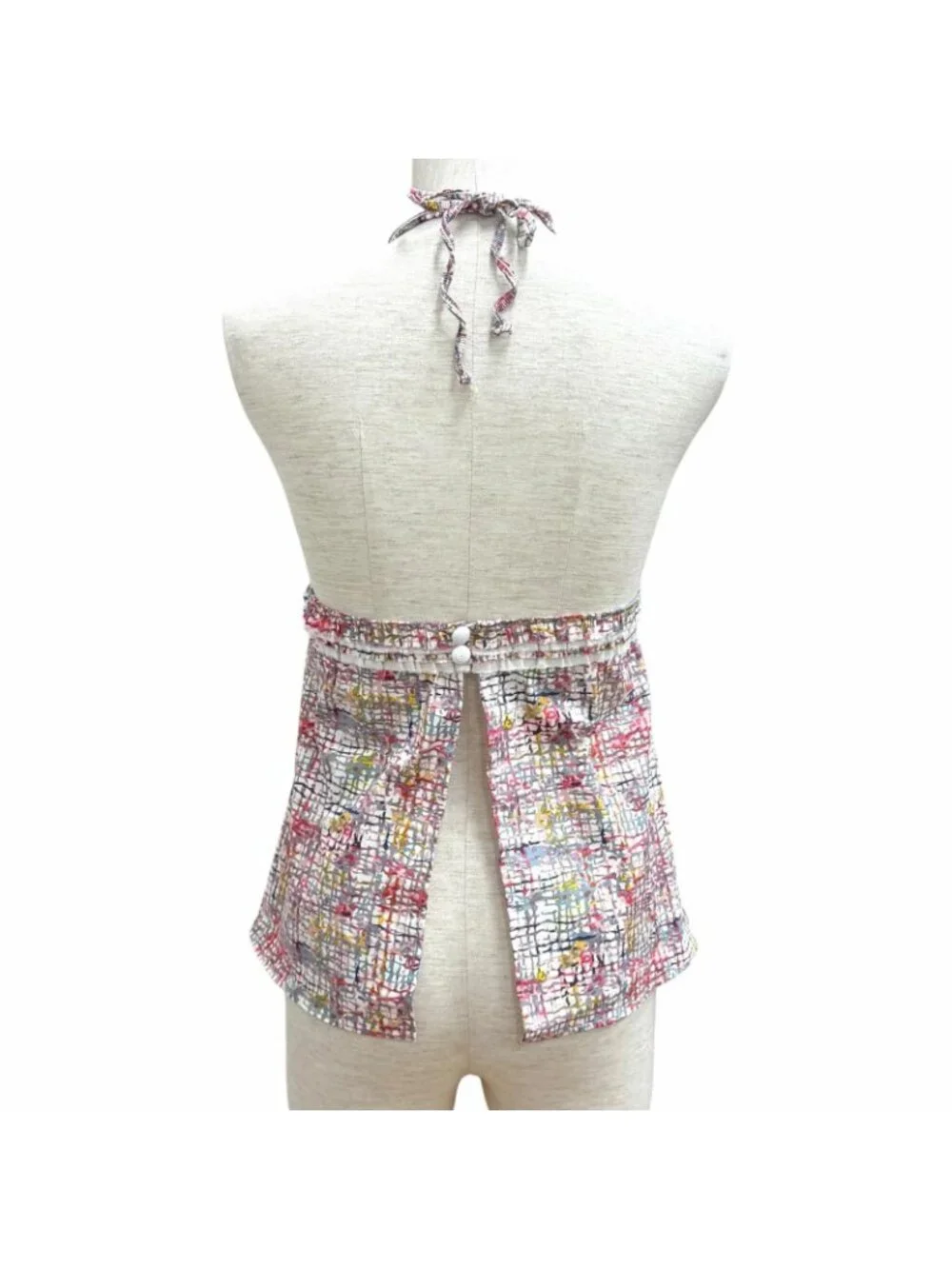 Chanel 05C Tweed CC Logo Print Swimwear Top Multi 40